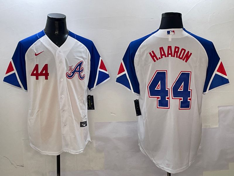 Men Atlanta Braves #44 H.Aaron White City Edition 2025 Nike MLB Jersey style 7